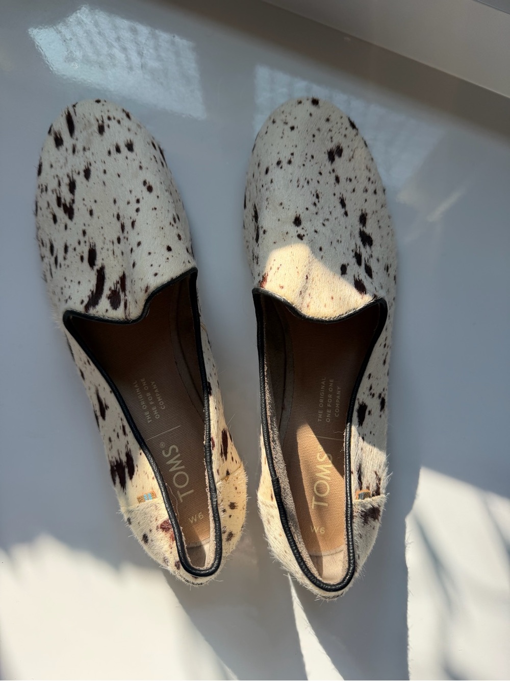 Toms Cream White & Brown Speckled Flats